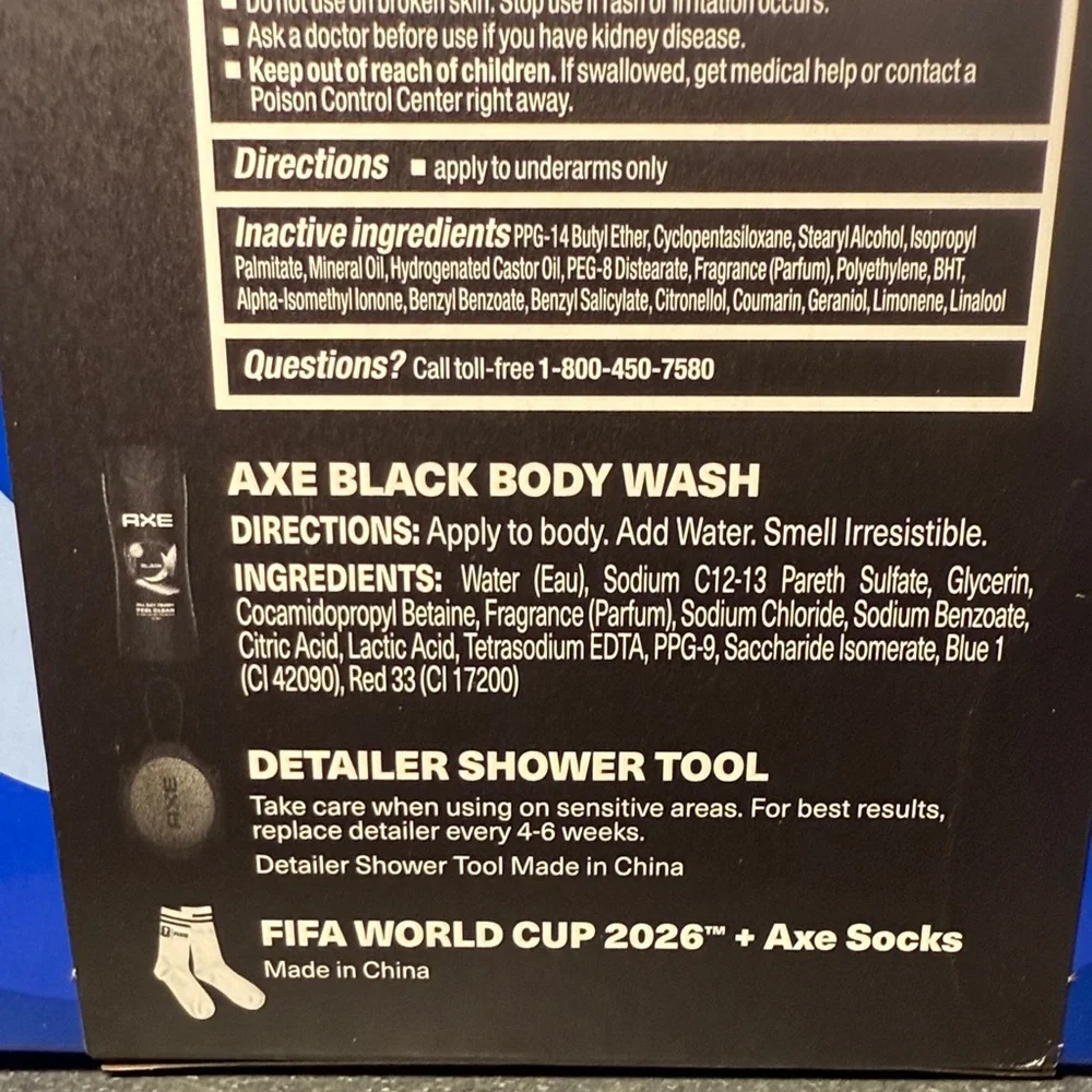 NEW! AXE Black Men's Body Care 4 Piece Set Body Wash, Spray, Deodorant, Socks
